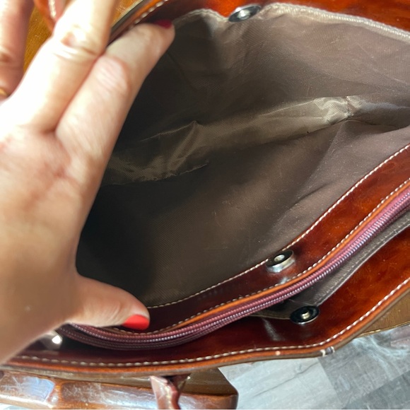 Vintage Beautiful Brown Leather Handbag - Picture 7 of 12